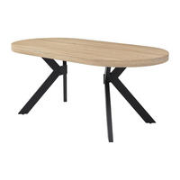 ESSTISCH - 6 Personen - MDF & Stahl - Helles Holz & Schwarz - KOMONI - Naturfarben, Holz (180/90/76cm) - Vente-Unique