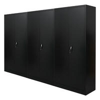 FLÜGELTÜRENSCHRANK Elephant 3er-Set 185x90x40cm 4 Fachböden Fertig aufgebaut Schwarz - Schwarz, Metall (270/185/40cm) - PROREGAL