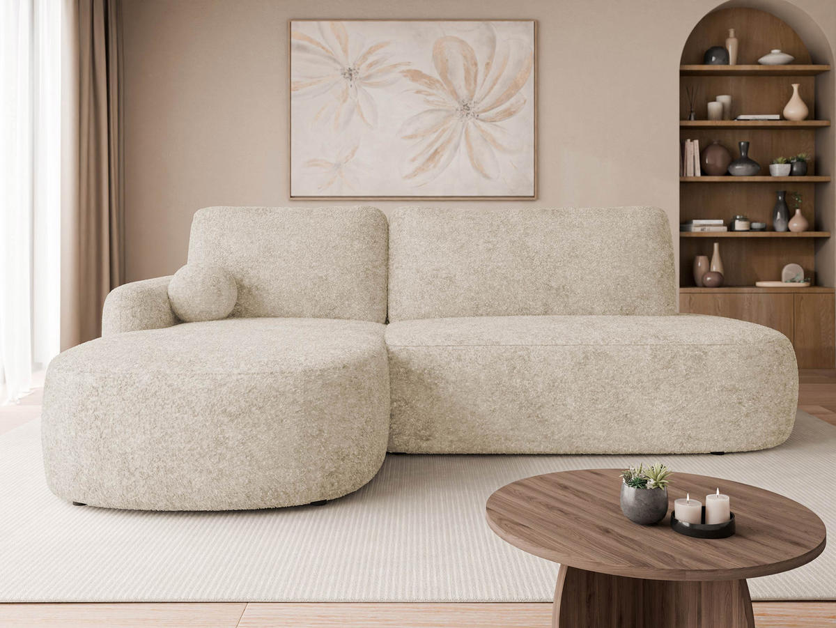 ECKSOFA Loridu O, Seite: Links - Beige/Schwarz, Holz/Kunststoff (274/174cm) - MIRJAN24