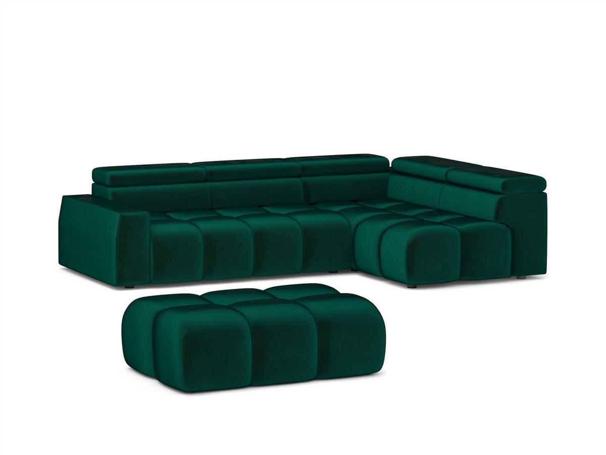 POLSTERHOCKER Darcy - Grün, Holzwerkstoff/Textil (128/44/85cm) - Fun Möbel