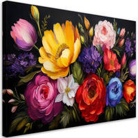 WANDBILD blühender bunter blumenstrauß - Multicolor, Textil (60/40cm) - Feeby