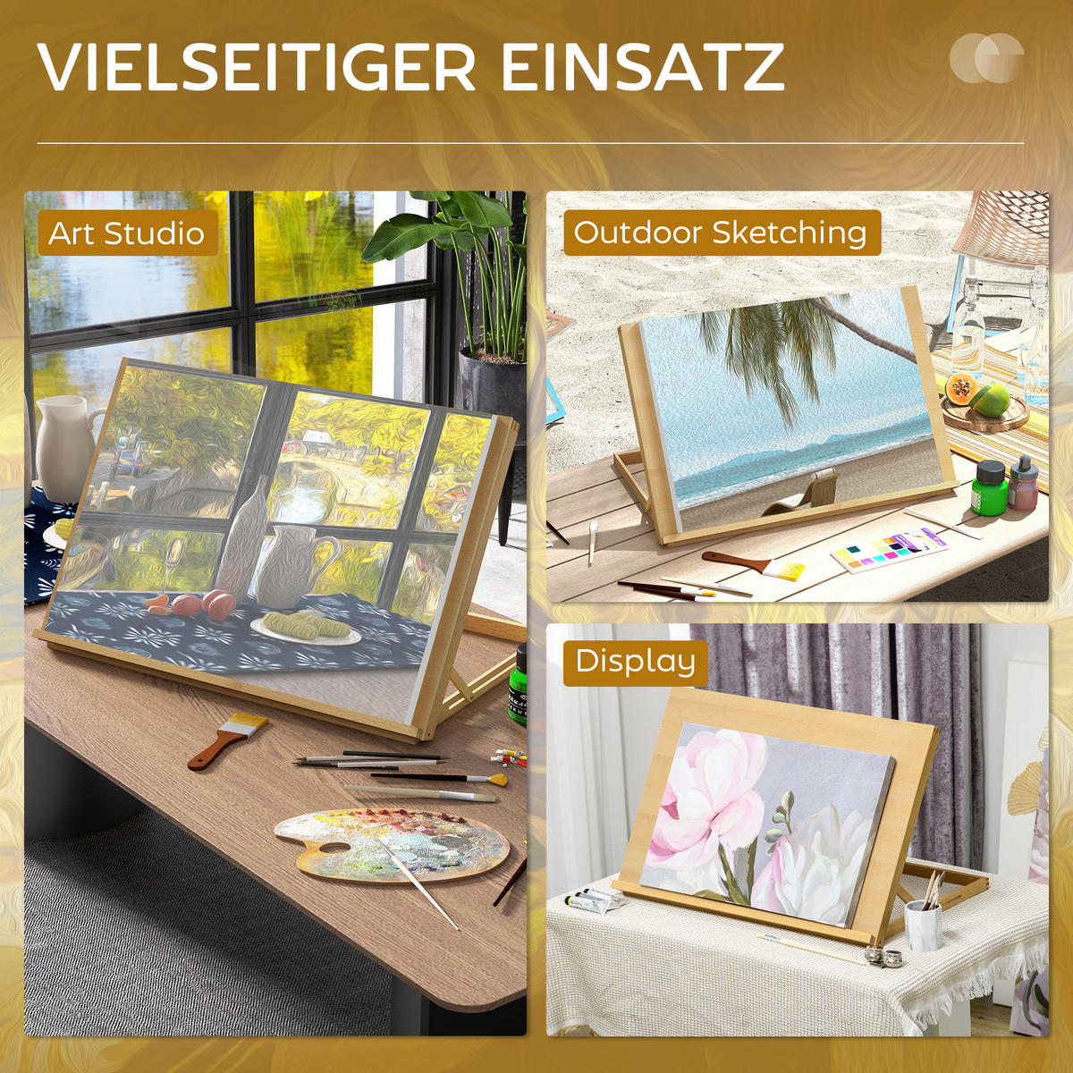 STAFFELEI aus Buchenholz mit 0°-90° Rahmenwinkel - Naturfarben, Holz (51.4/51/75.8cm) - Vinsetto