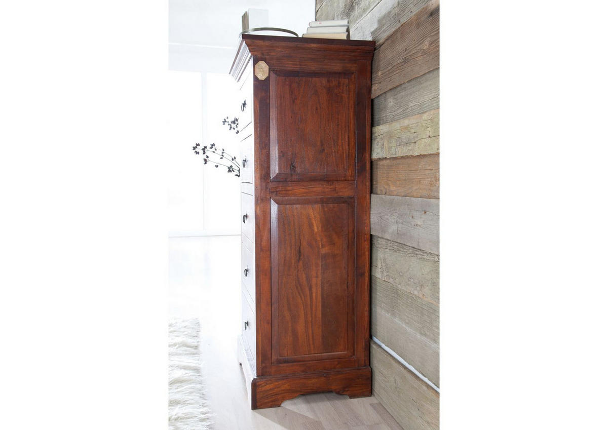 KOMMODE Akazie 54x44x122 nougat lackiert OXFORD #433 - Dunkelbraun, Holz (54/122/44cm) - Massivmoebel24