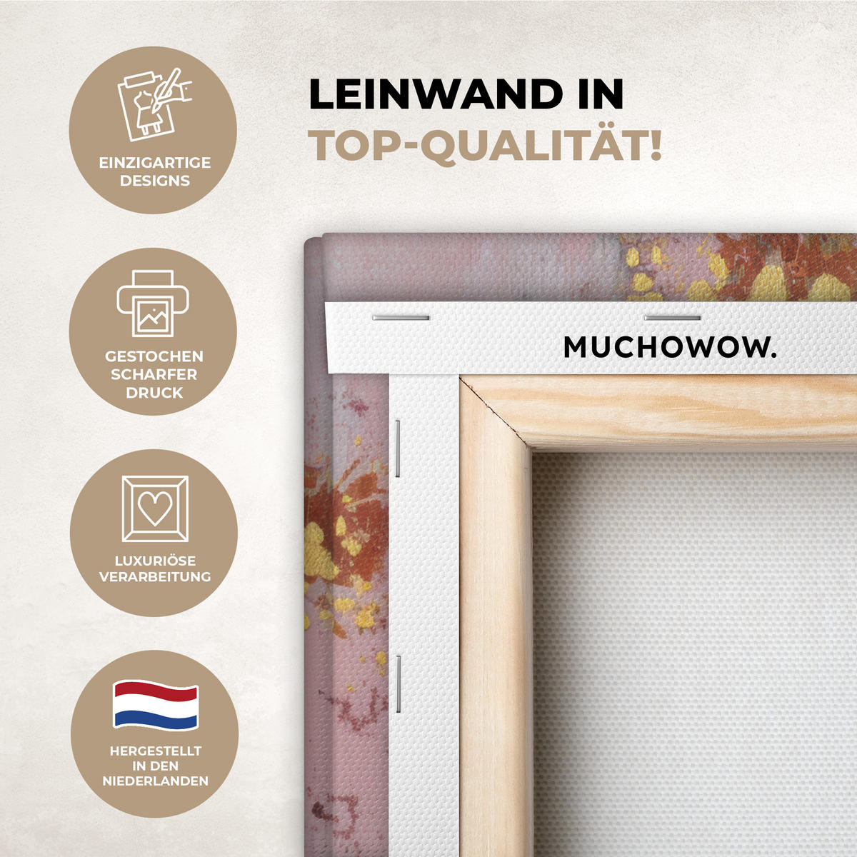 LEINWANDBILD Malerei - Blumen - Rustikal - Rosa Wandbild 40x30 cm - Altrosa, Textil (40/30cm) - MuchoWow