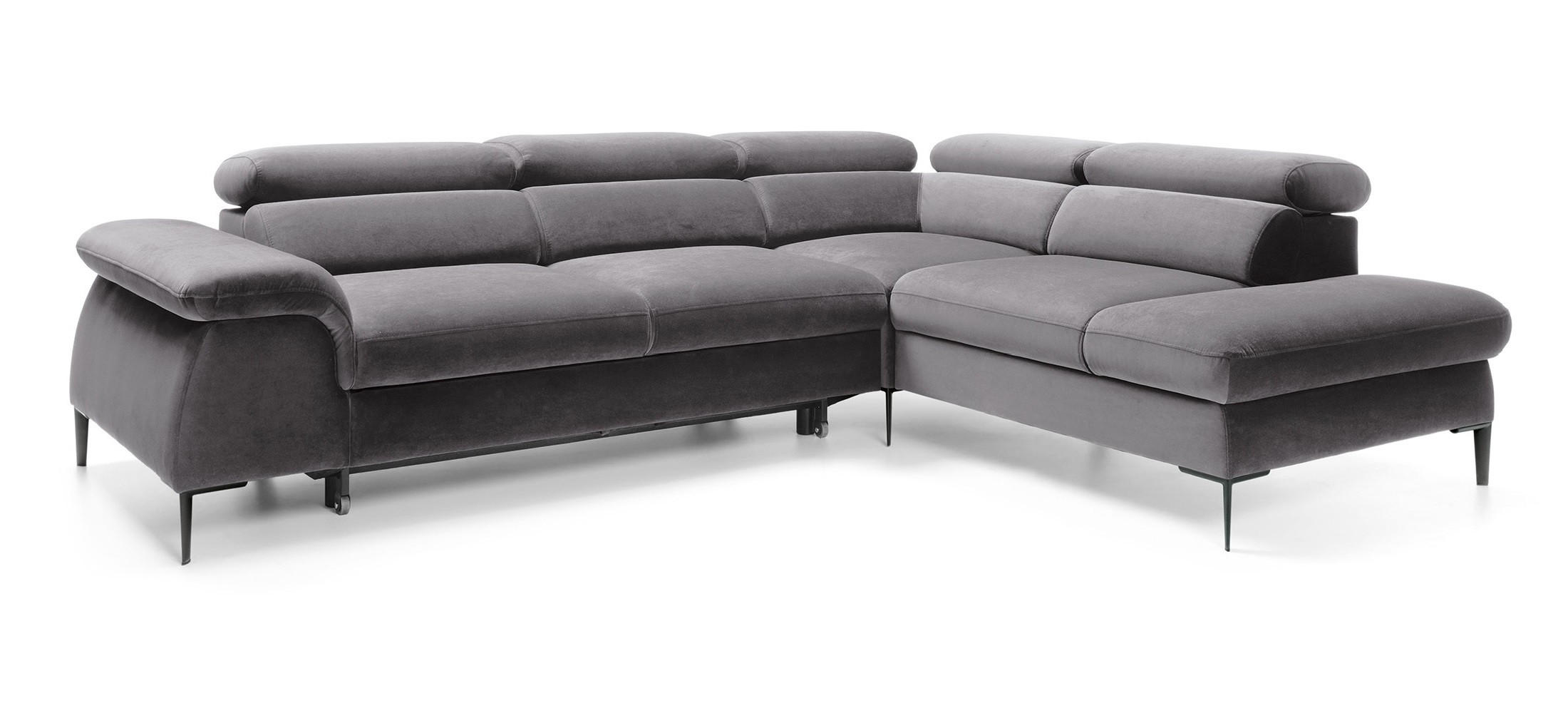 SCHLAFSOFA 280 cm Amaro L mit verstellbaren Kopfstützen, Rechts, Grau - Grau, Holz (214/280cm) - Emporius