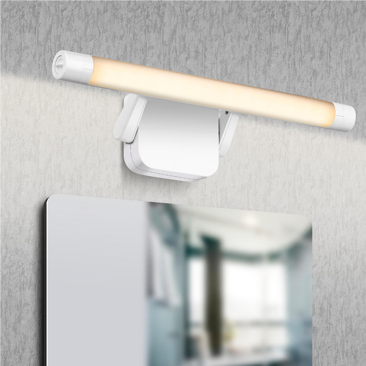 LED-BILDERLEUCHTE - warmweiß mit Dimmfunktion und verstellbarem Arm für Bilder und Spiegel, batteriebetrieben - Weiß, Kunststoff (15/34/3.1cm) - Northpoint