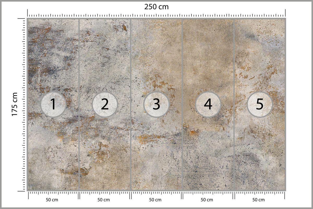 FOTOTAPETE für Wohnzimmer Grau Rost Beton Abstraktion 250x175 - Beige/Orange, Papier (250/175cm) - Muralo