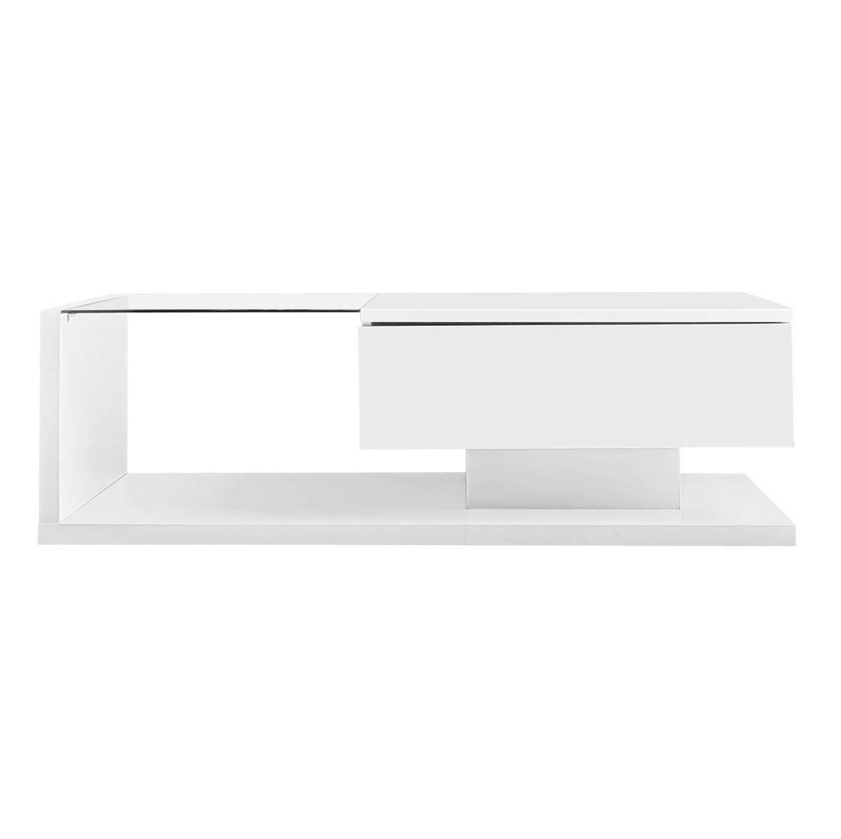 COUCHTISCH, Hochglanz-Weiß mit gehärtetem Glas und 16‑farbiger dimmbarer LED, 105/55/32,5 cm,Weiß - Weiß, Holzwerkstoff (105/55/32.5cm) - Redom