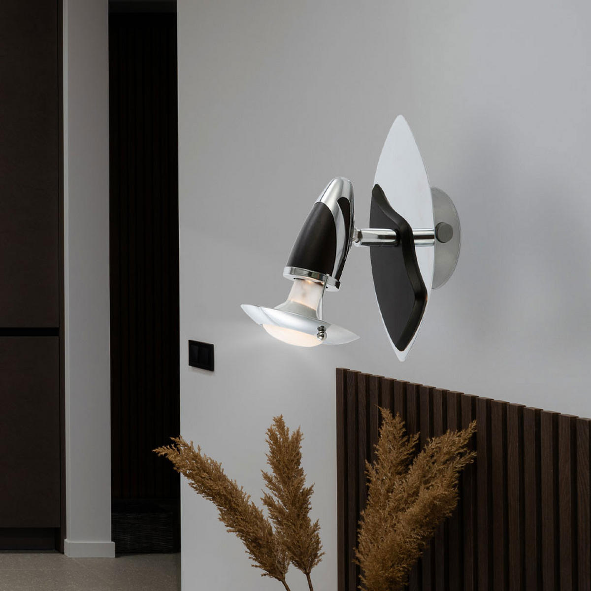 WANDLEUCHTE LORD Stahl Schwarz beweglich 2er Set - Schwarz, Metall (17/20/17.5cm) - Globo Lighting