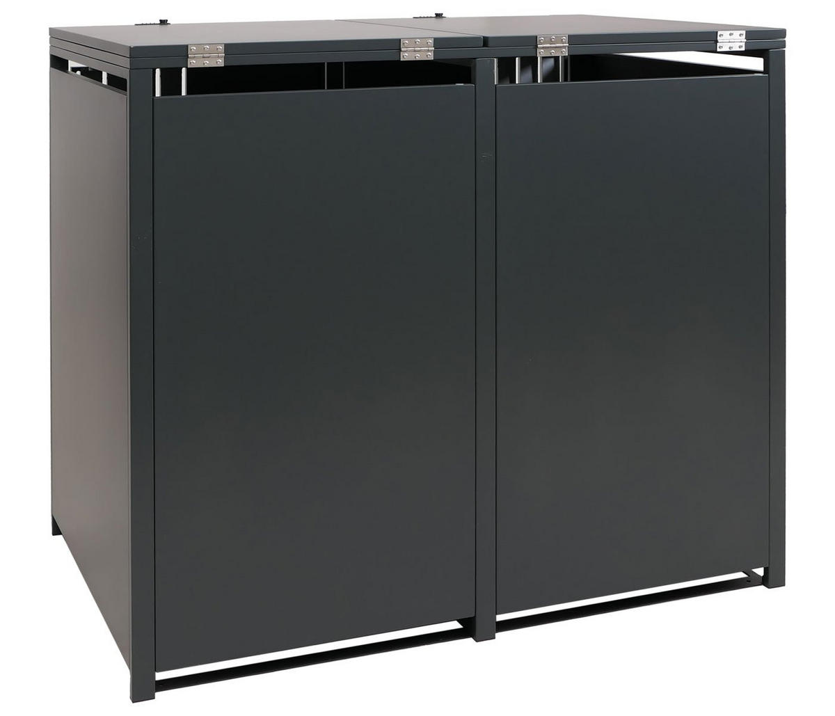 MÜLLTONNENBOX 2er mit Deckel HxBxT 122x132x84cm Anthrazit - Anthrazit, Metall (132/122/84cm) - PROREGAL
