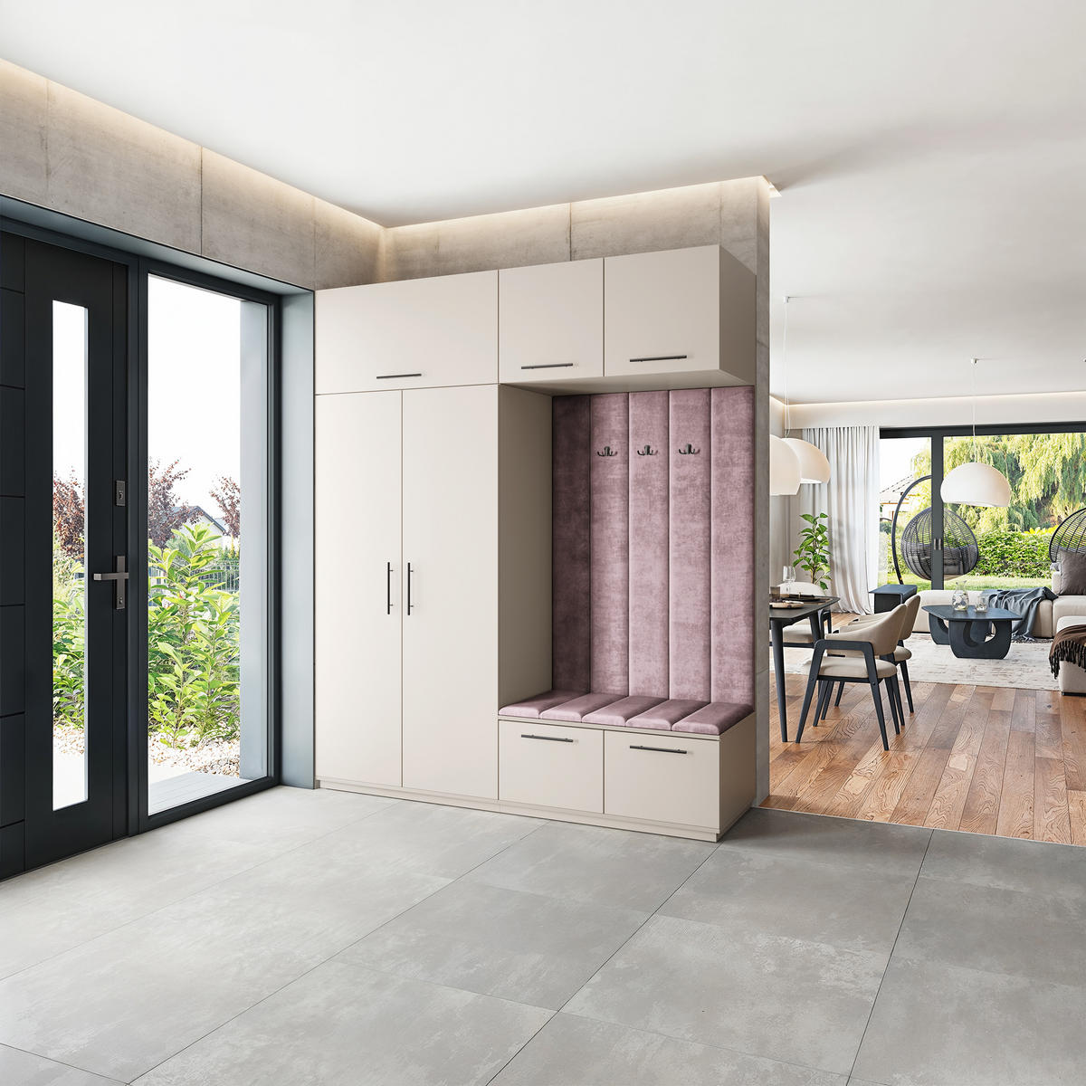 GARDEROBENSCHRANK REMA 200/240/60 cm Modern Garderobe-Set Kaschmir - Kaschmir/Lila, Holzwerkstoff (200/240/60cm) - MASSENO