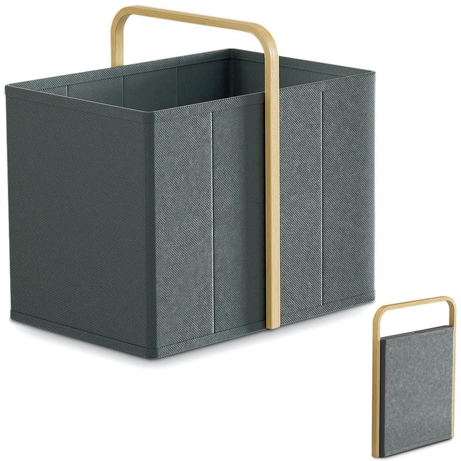 WÄSCHEKORB faltbar 65L Bambus-Stoff Dunkelgrau - Anthrazit, Textil (33/44/44cm)