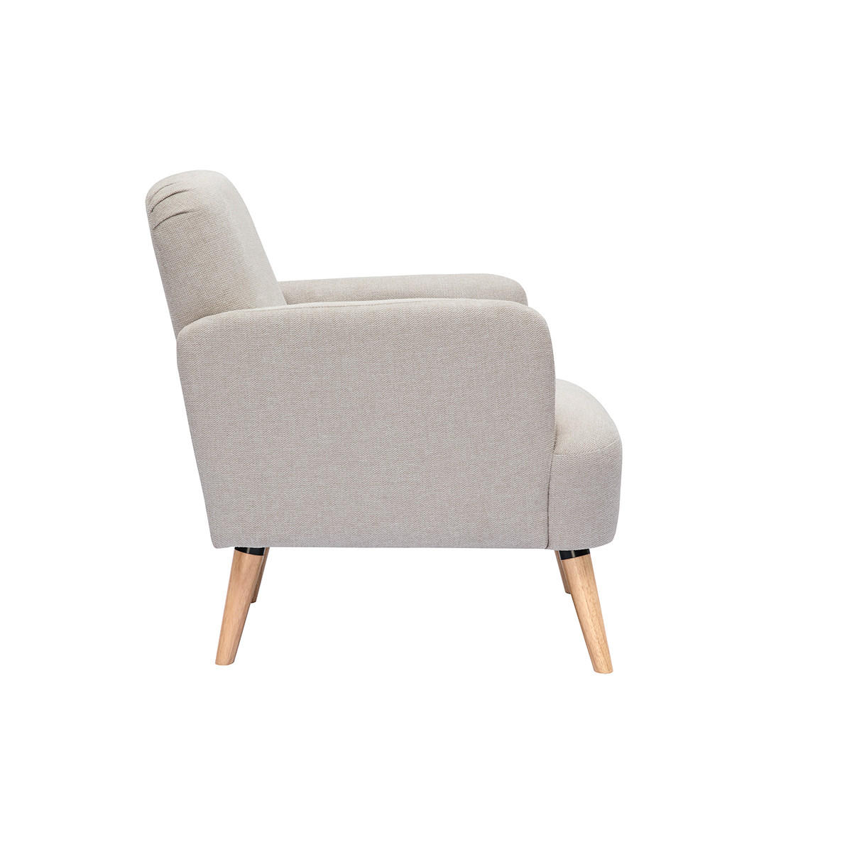 SESSEL skandinavisch Beige Stoff Samteffekt Holz ISKO - Beige, Textil (75.5/82/63cm) - Miliboo