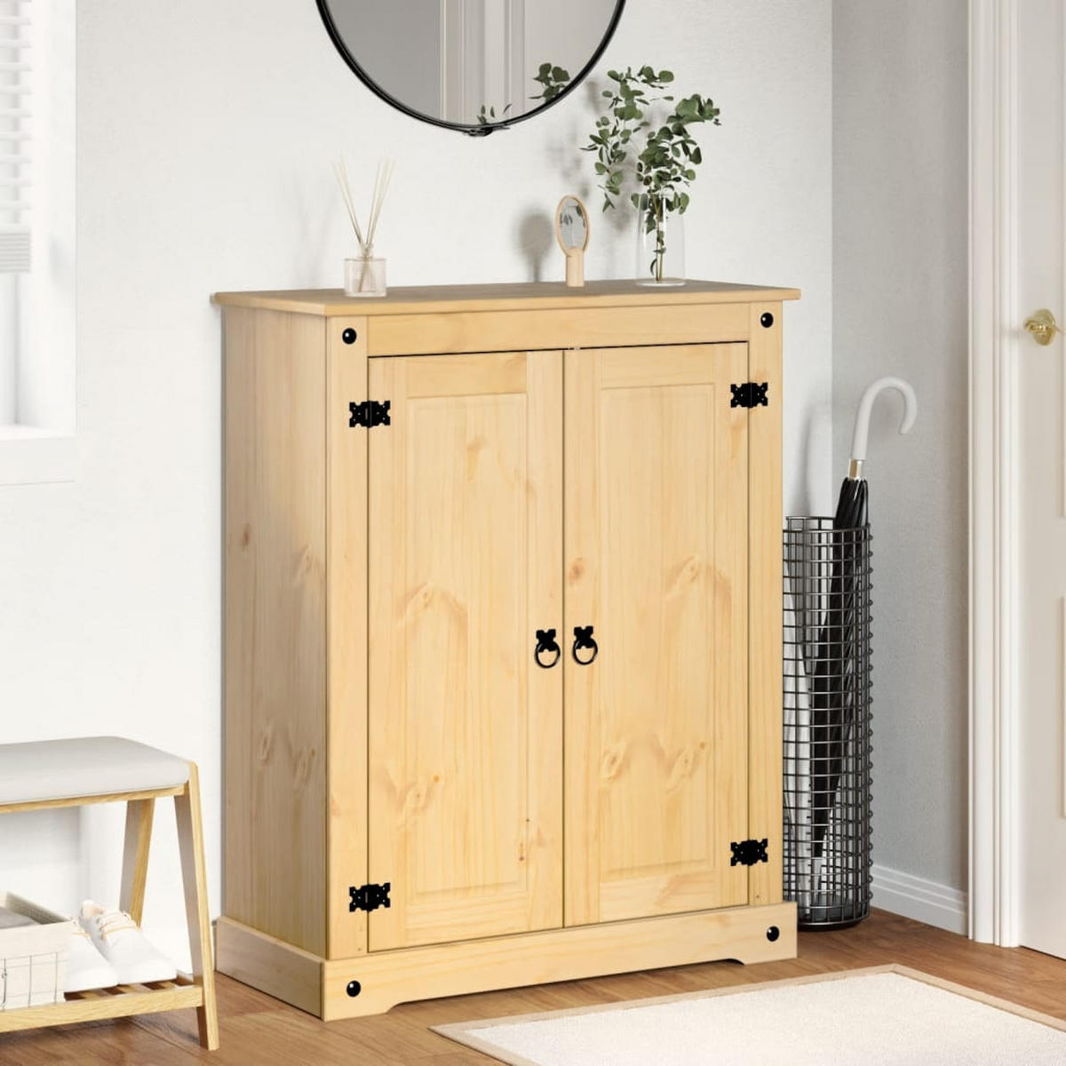 SCHUHSCHRANK Corona 86/38,5/108 Cm Massivholz Kiefer - Braun, Holz (38.5/108/86cm) - vidaXL