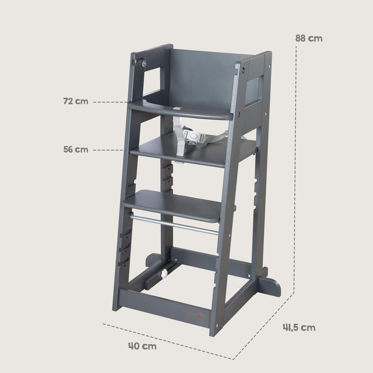 LERNTURM Sit & Step 2in1 - Anthrazit, Holzwerkstoff/Metall (53.5/88/51.5cm) - Roba