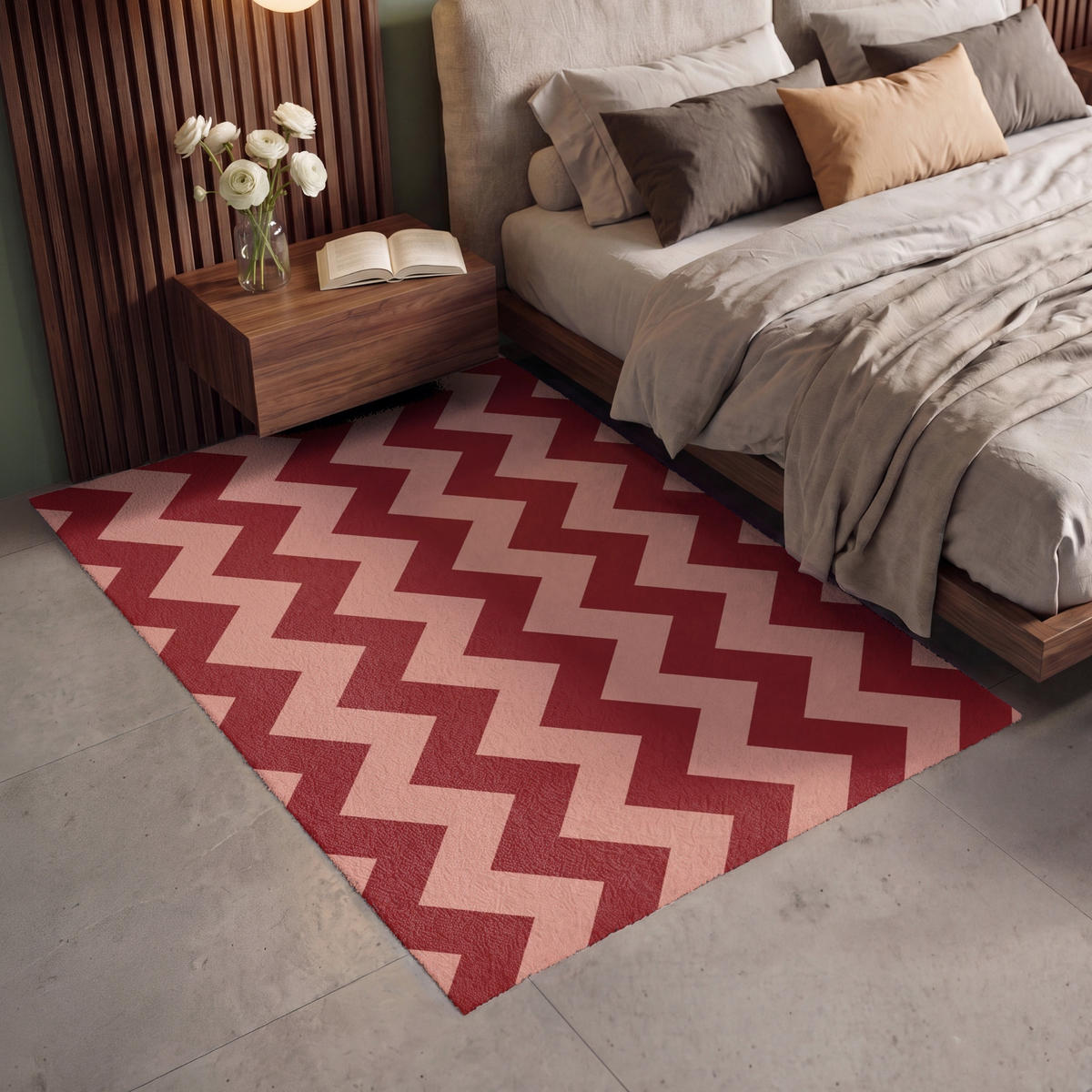 KOBERCE - Cikcak - Pruhy - Vzor - Červená - 140x200 cm - červená, textil/plast (140/0.4cm) - OnlyWow