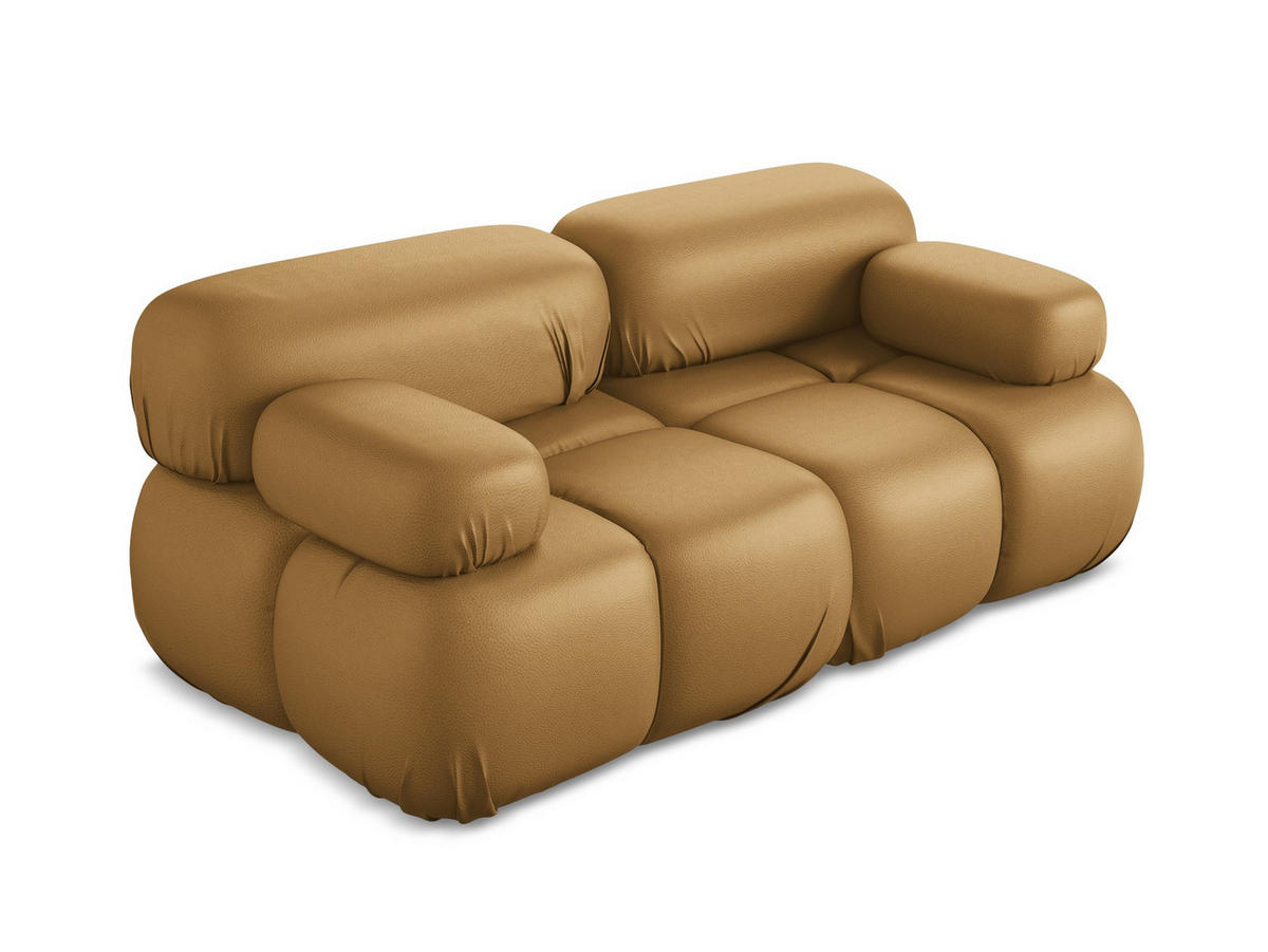 2-SITZER-SOFA Kunstleder Braun - Cognac/Schwarz, Leder/Kunststoff (190/70/96cm) - Makamii