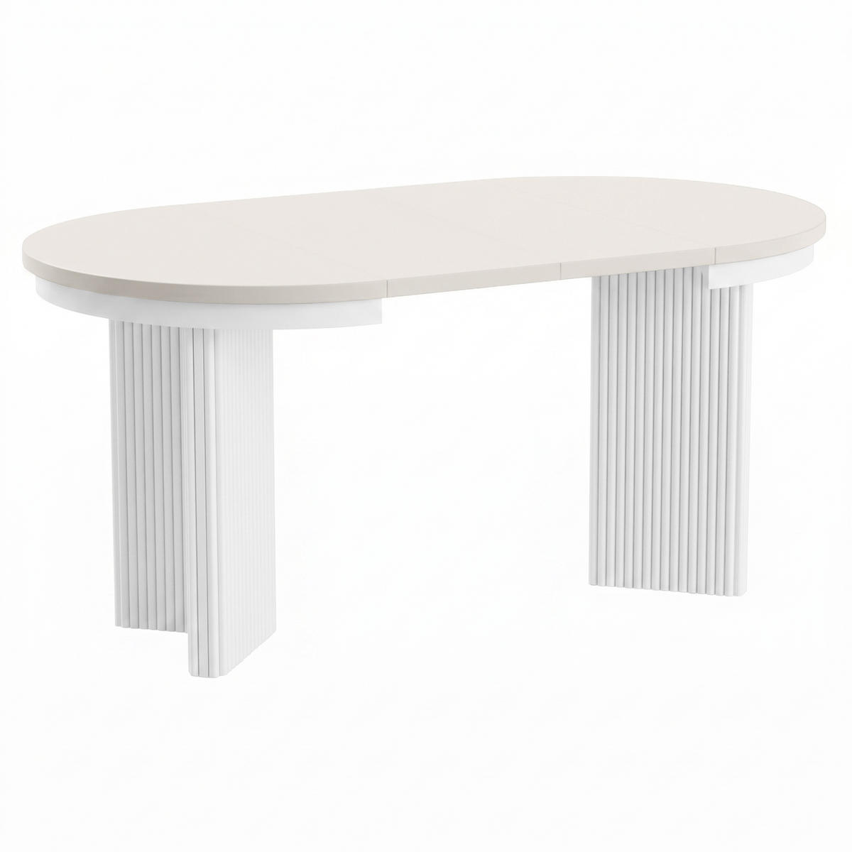 ESSTISCH Prestige runder Design-Tisch, ausziehbar Ø 100–180 cm, Weiß+Kaschmir - Kaschmir/Weiß, Metall (100/100/77cm) - Beautysofa