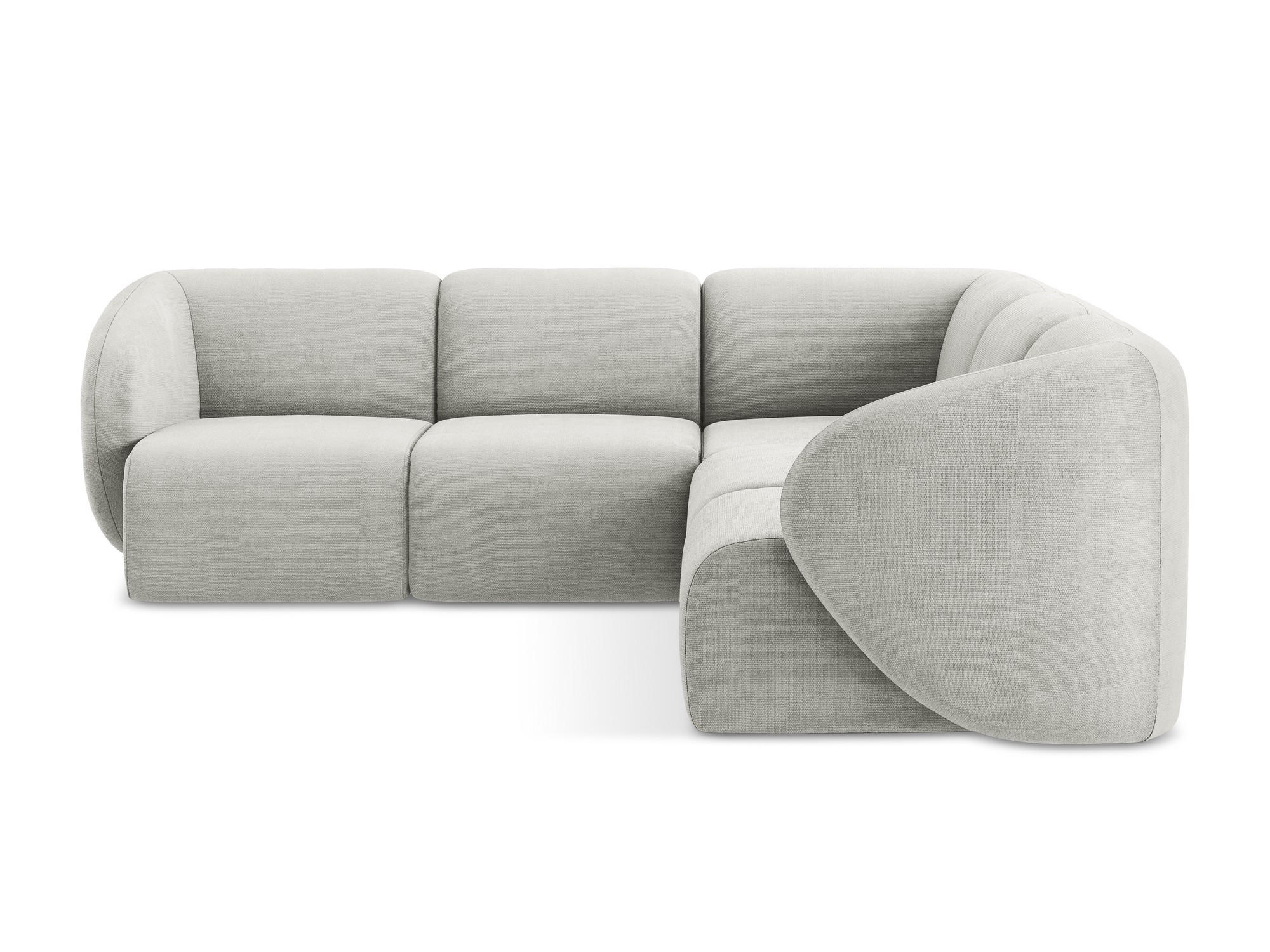ECKSOFA Chenille Stoff Grau - Hellgrau/Schwarz, Holzwerkstoff/Kunststoff (251/251cm) - Makamii