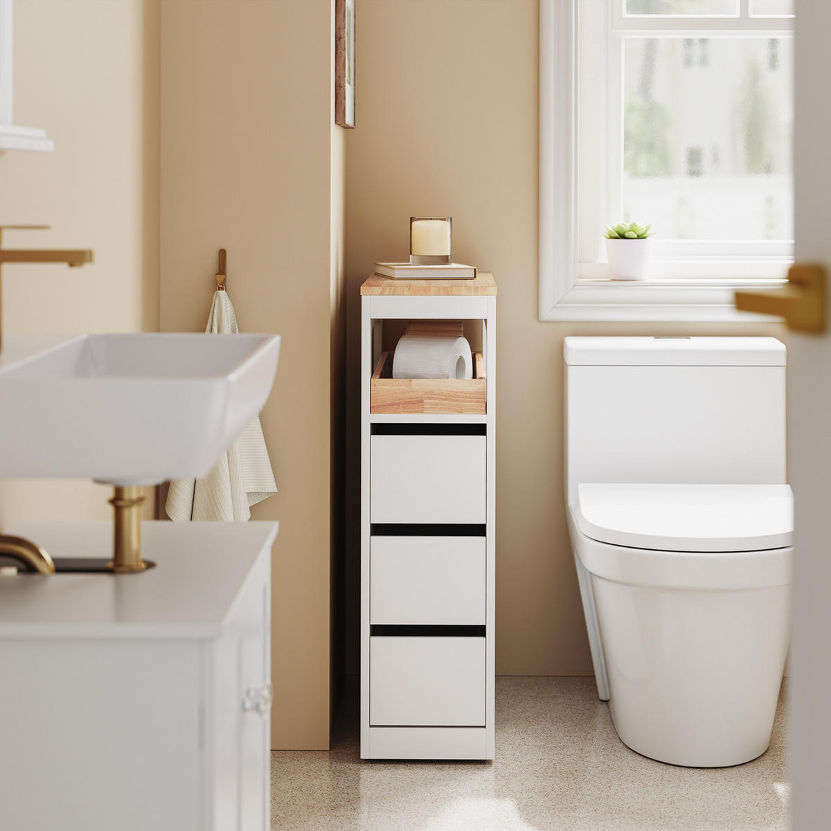 NISCHENREGAL mit Rollen, Weiß - Weiß, Holz/Holzwerkstoff (23/82/65cm) - SoBuy