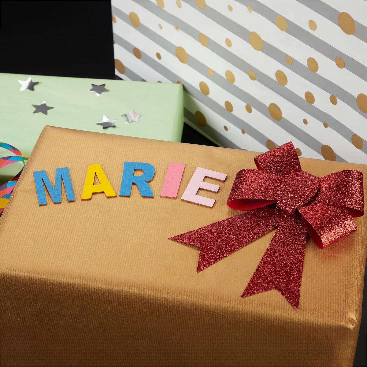 104-TLG.HOLZBUCHSTABEN-SET - Multicolor, Holz (41/17.5cm) - Relaxdays