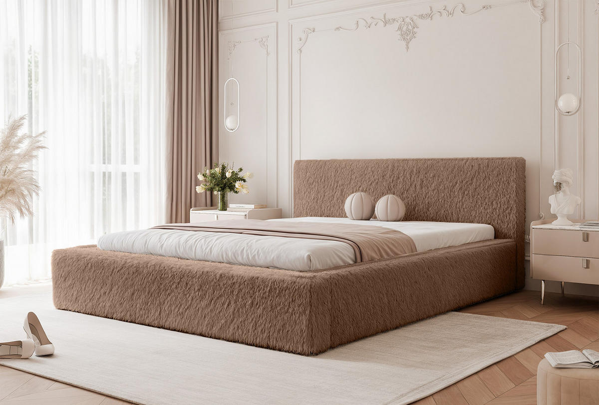 POLSTERBETT FLUMIA 180x200 cm, Braun - Braun, Textil (200/180cm) - Fedve