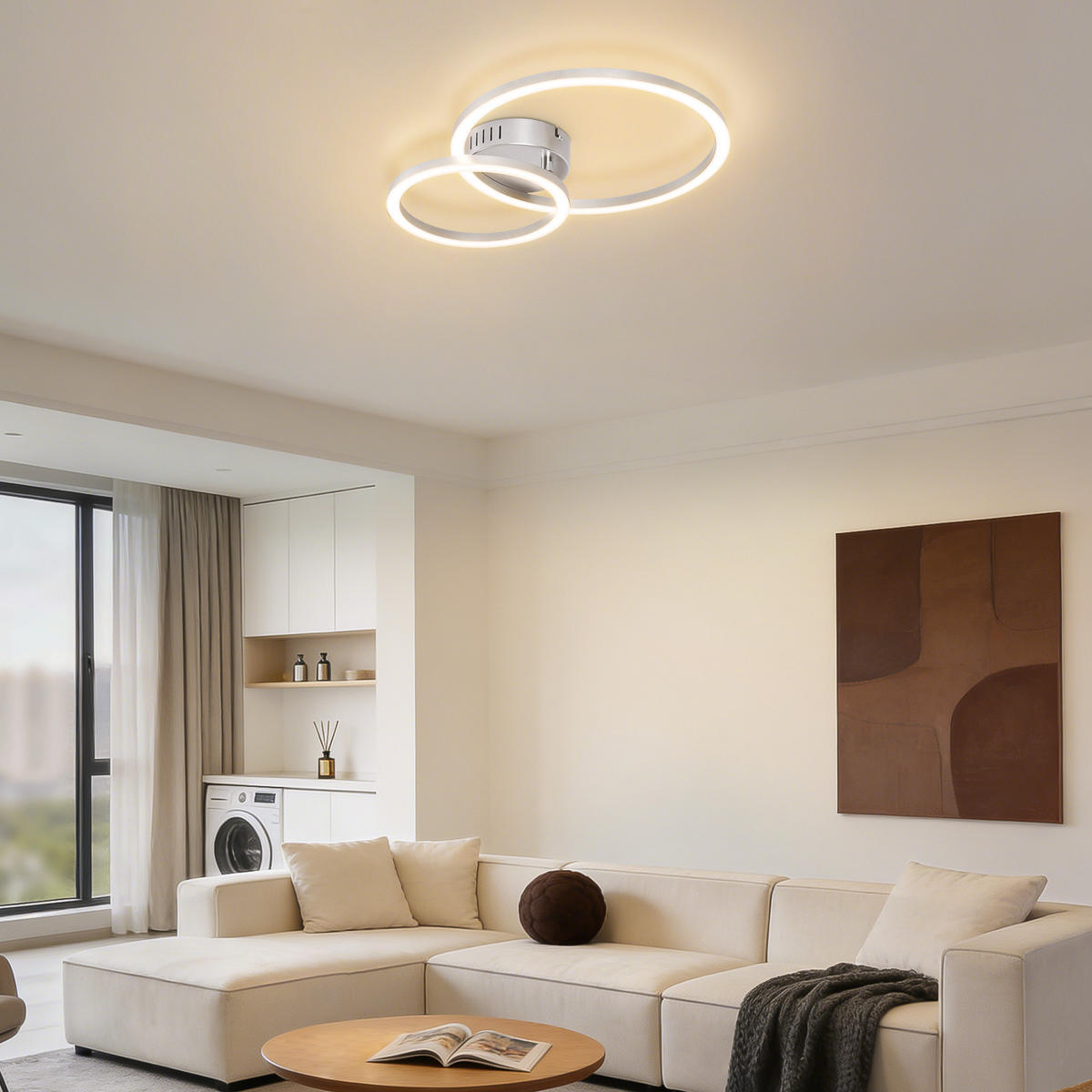 LED DECKENLEUCHTE Sorenne 40.5/30/6.7 cm - Silberfarben, Kunststoff (40.5/30/6.7cm) - ZMH