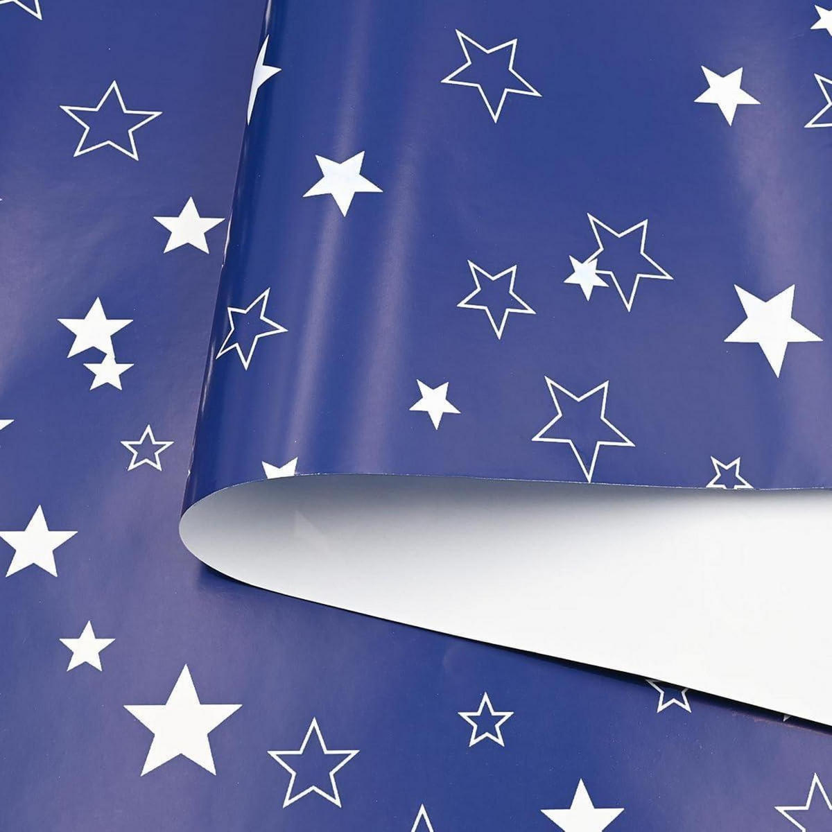 GESCHENKPAPIER Blau Sternenmuster 43 cm x 12 m - Blau, Papier (43/0.1/1200cm)