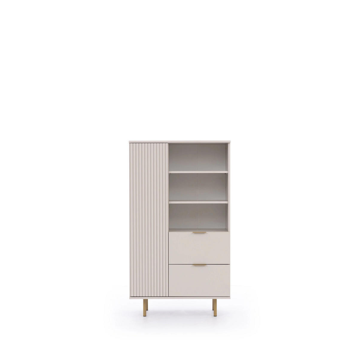 BÜCHERREGAL Nubia R1D2SZ Kaschmir - Kaschmir/Goldfarben, Holzwerkstoff/Metall (80/140/41cm) - Ravio