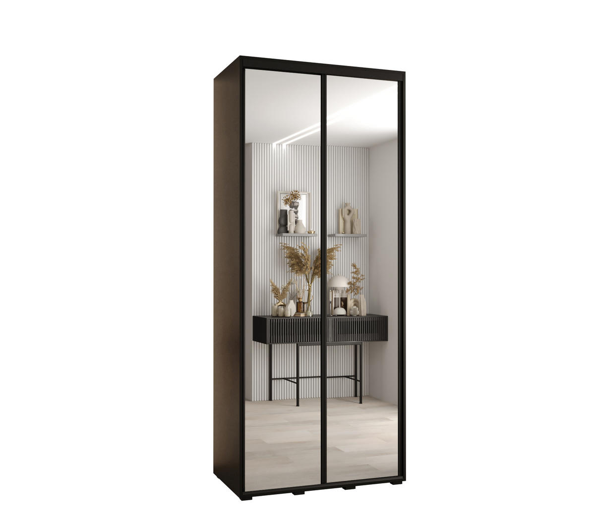 SCHWEBETÜRENSCHRANK 235,2/120/60 2-türig - Schwarz, Holz/Metall (120/235/60cm) - Abiks Möbel