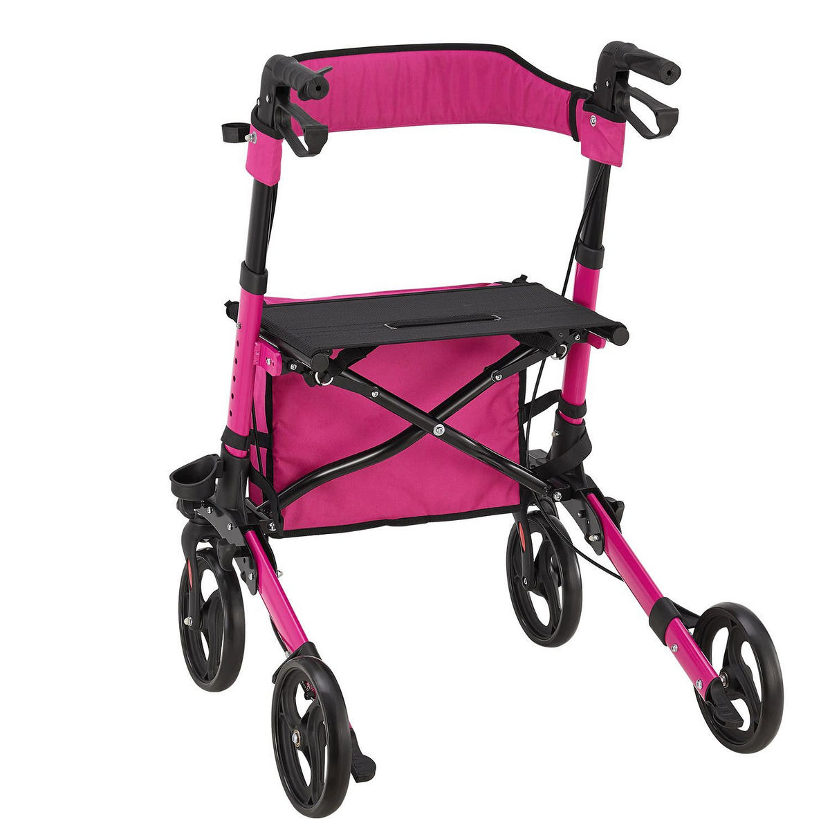 ROLLATOR Vital lila klappbar mit Sitzfläche & Einkaufstasche - Lila, Metall (63/80/68cm) - Juskys