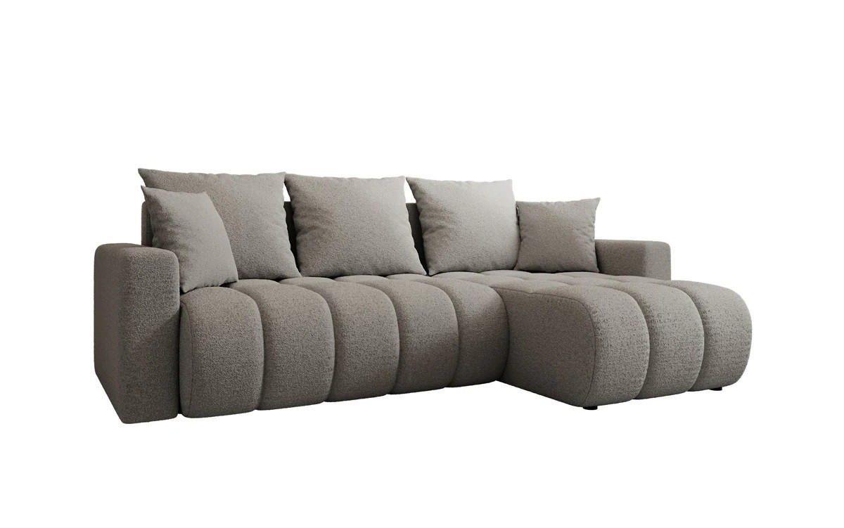 ECKSOFA GERRO Schlaffunktion Bettkasten Universal Boucle Grau - Grau, Textil (237/142cm) - Luxkor24
