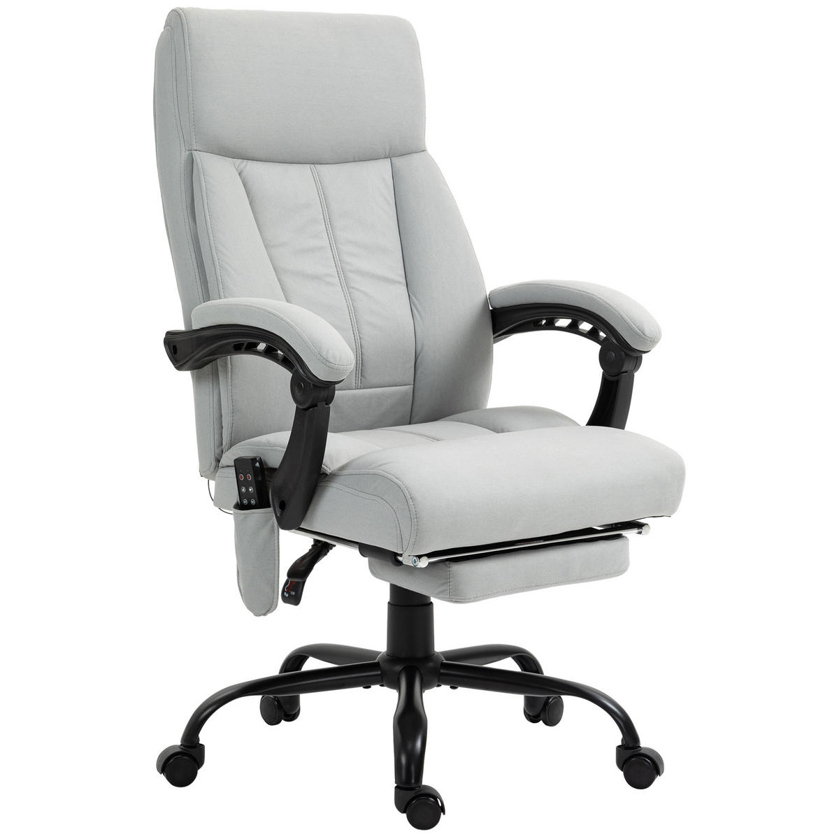 BÜROSTUHL DE-05010 Massage, Heizung & Fußstütze Grau - Hellgrau, Metall (74/119/65cm) - ComfortXL