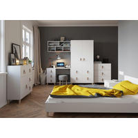 JUGENDZIMMER Svala 7 teilig in Weiß mit modernen Lederschlaufen als Griffe, Skandinavischer Stil - Weiß, Holzwerkstoff (80/200/120cm)
