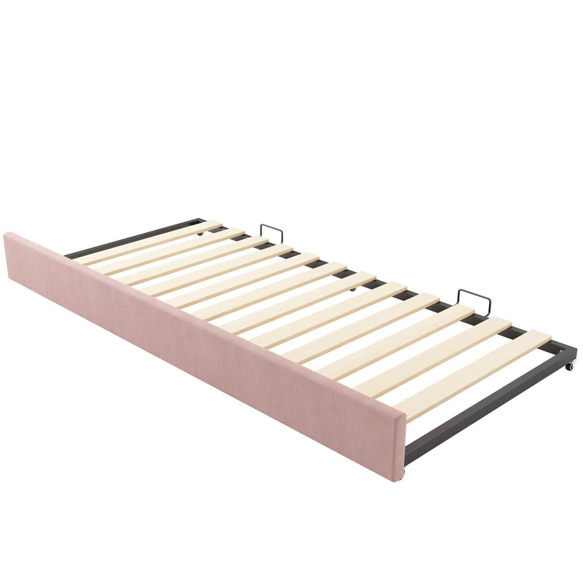 POLSTERBETT 90/190 cm Rosa aus Samt mit Ausziehbett - Rosa, Textil (90/190cm) - OKMYHOME
