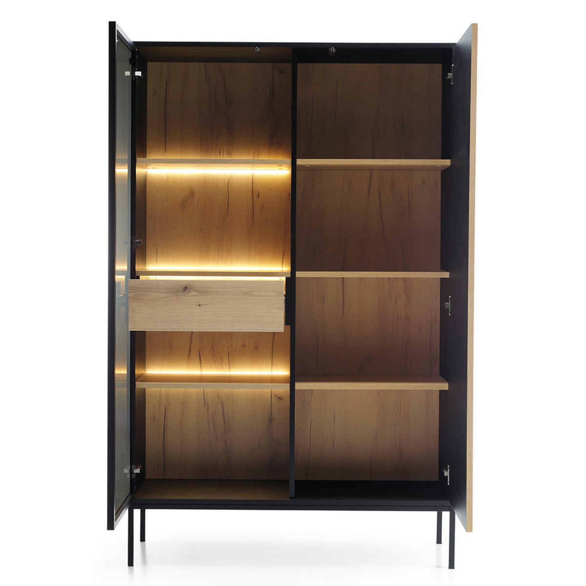 WOHNZIMMER-SET 2-TLG. Sibari-160 - Schwarz, Holzwerkstoff (258/166/39cm) - Lomado