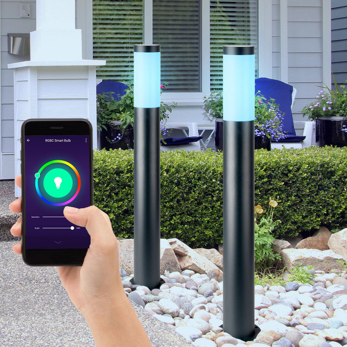 LED STEHLEUCHTE Edelstahl Anthrazit Opal - Anthrazit, Kunststoff (7.6/11/80cm)