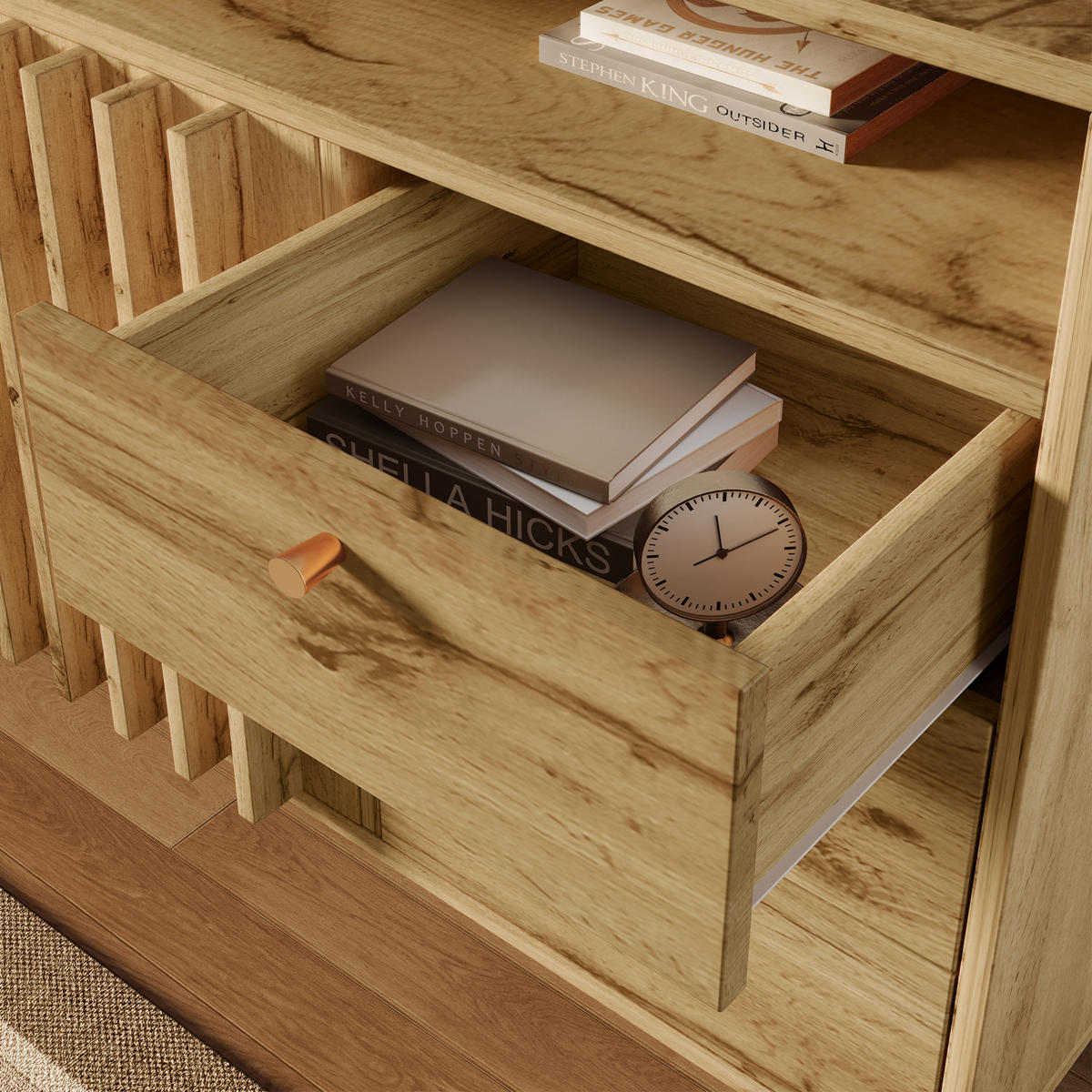 SIDEBOARD 120/40/85 cm Dunkle Eiche aus Holz mit Lamellenfront - Braun, Holz (40/85/120cm) - OKMYHOME