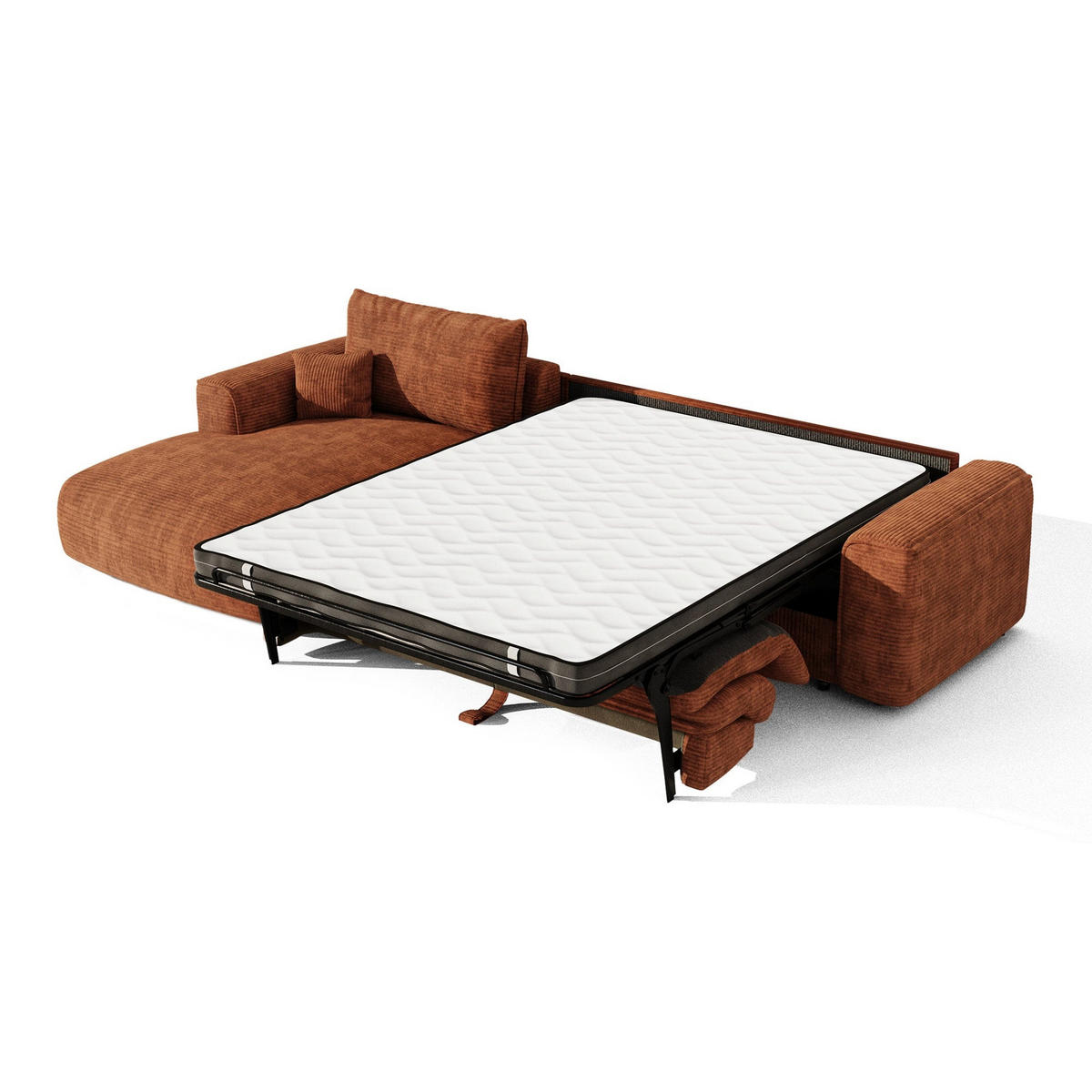 SCHLAFSOFA Express COMO Cord Terrakotta 300cm - Dunkelorange/Terracotta, Textil (300/165cm) - Premium Interiors