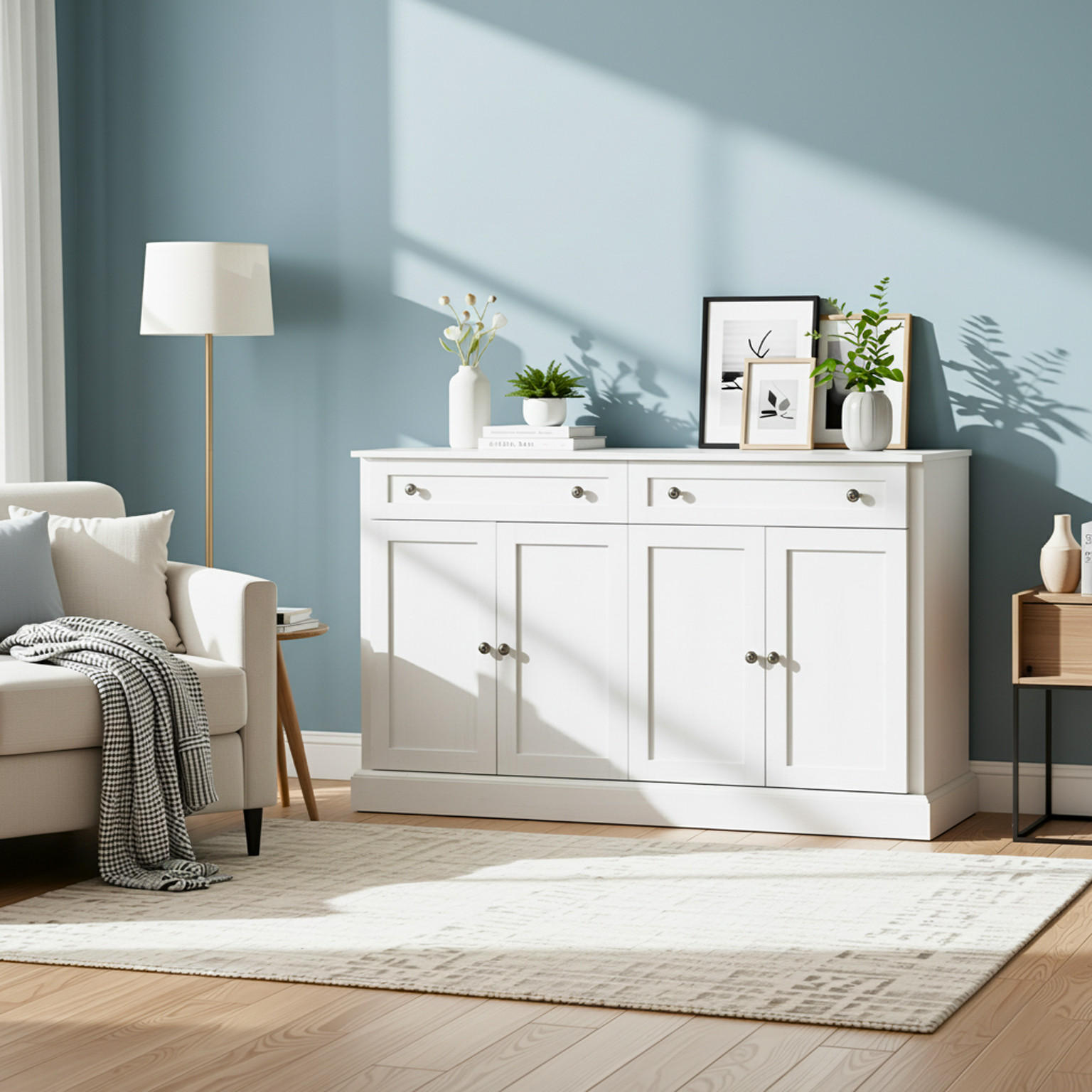 Thumbnail - Urban Meuble Sideboard, Creme, Holzwerkstoff, 4 Schubladen, Rechteckig, 150x86x40 cm, Wohnzimmer, Kommoden & Sideboards,...