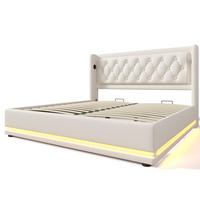POLSTERBETT aus PU 160x200 cm Weiß mit Bettkasten, LED-Beleuchtung sowie USB- und Type-C-Anschlüssen - Weiß, Leder (160/200cm) - IVMEU