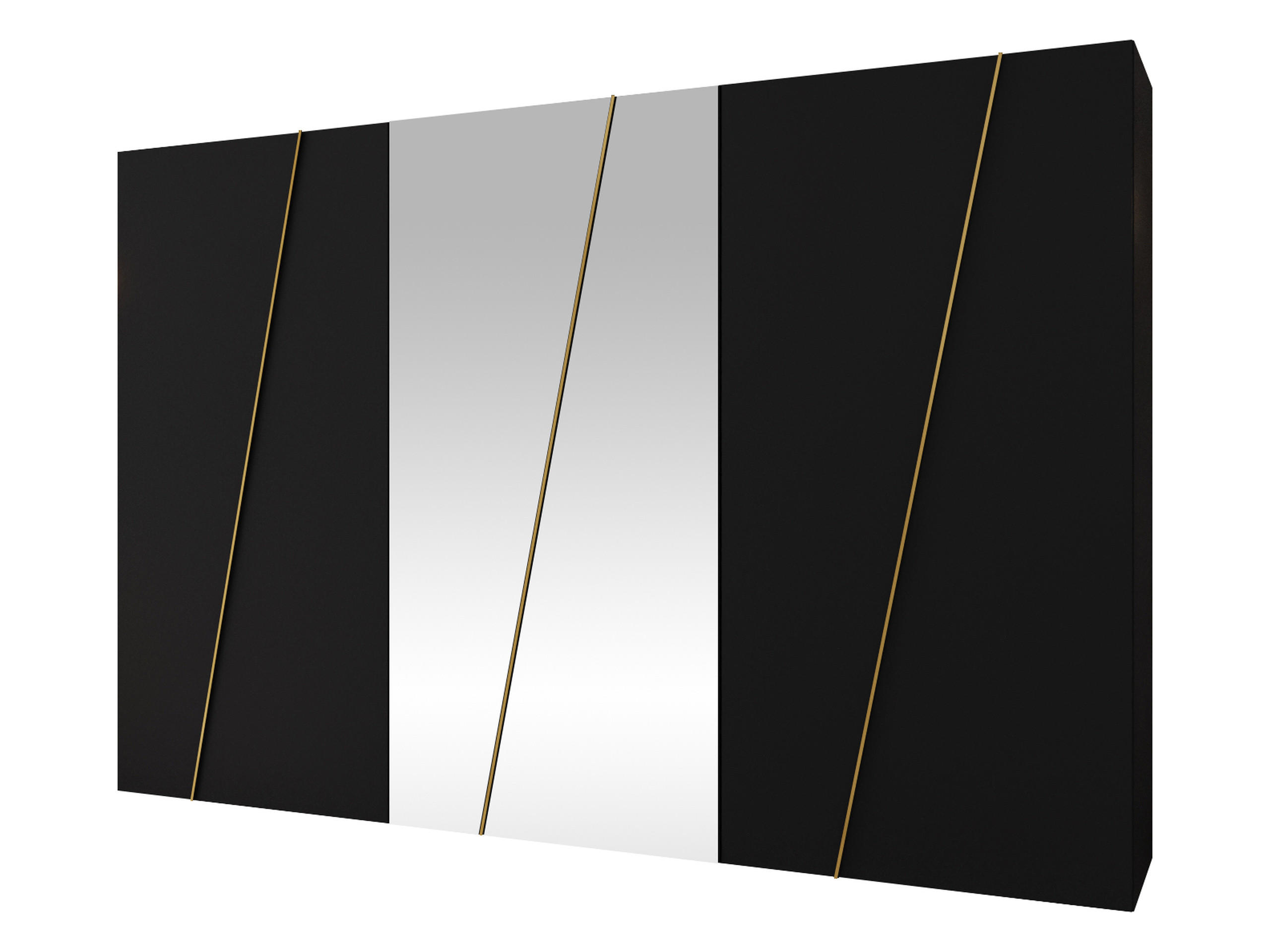 DREHTÜRENSCHRANK Zen 2L 300 cm - Goldfarben/Schwarz, Holzwerkstoff/Kunststoff (300/202/50cm) - MIRJAN24