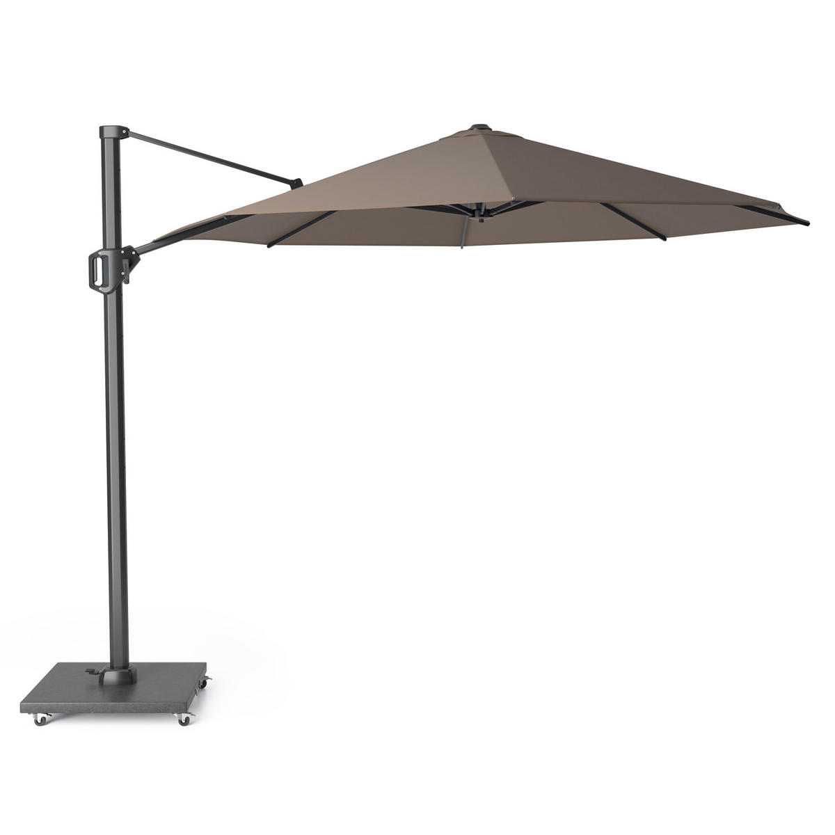 AMPELSCHIRM rund 3.5 m Challenger T¹ Premium 360° kippbar braun/anthrazit - Braun, Metall (350/350cm) - Platinum