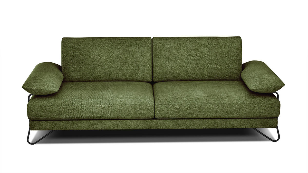 SOFA LORI 3-Sitzer, olivgrün - Schwarz/Olivgrün, Holzwerkstoff/Textil (245/87/96cm) - Courtois Laville
