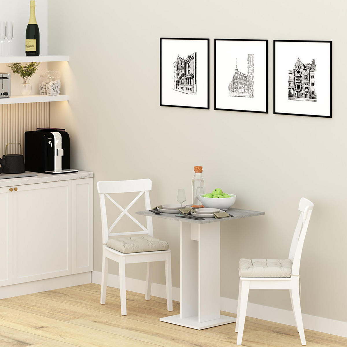 ESSTISCH Repose Beton 65 x 65 cm - Grau, Holzwerkstoff (65/65/78cm) - Vicco