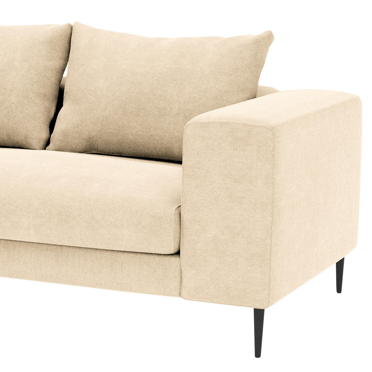 ECKSOFA mit Longchair Small - Schwarz Hochglanz/Beige, Textil/Metall (275/170cm) - home24