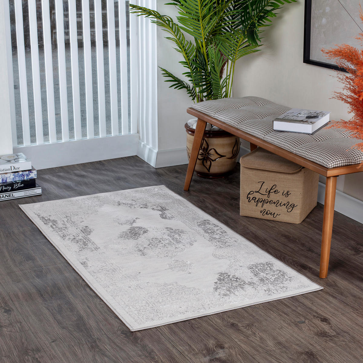 VINTAGE-TEPPICH 80/150 cm Grau - Beige, Naturmaterialien/Textil (80/150cm) - LIVABLISS