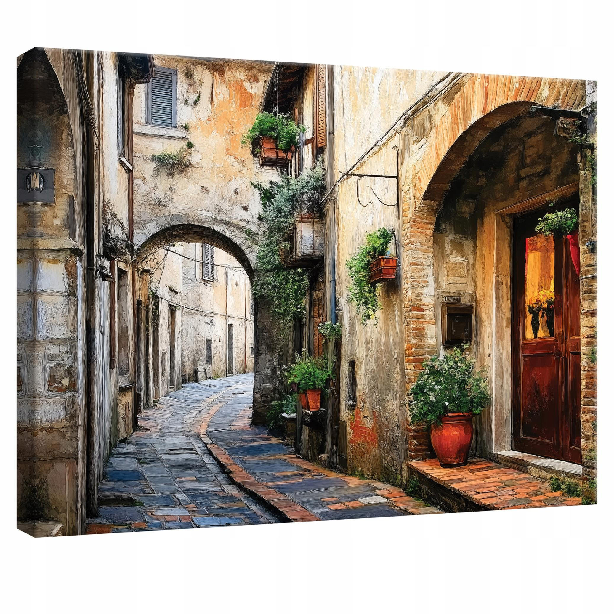 LEINWANDBILD Gasse Toskana Stadt Modern Wohnzimmer 100x70 - Multicolor, Holzwerkstoff (100/70cm) - Wallarena