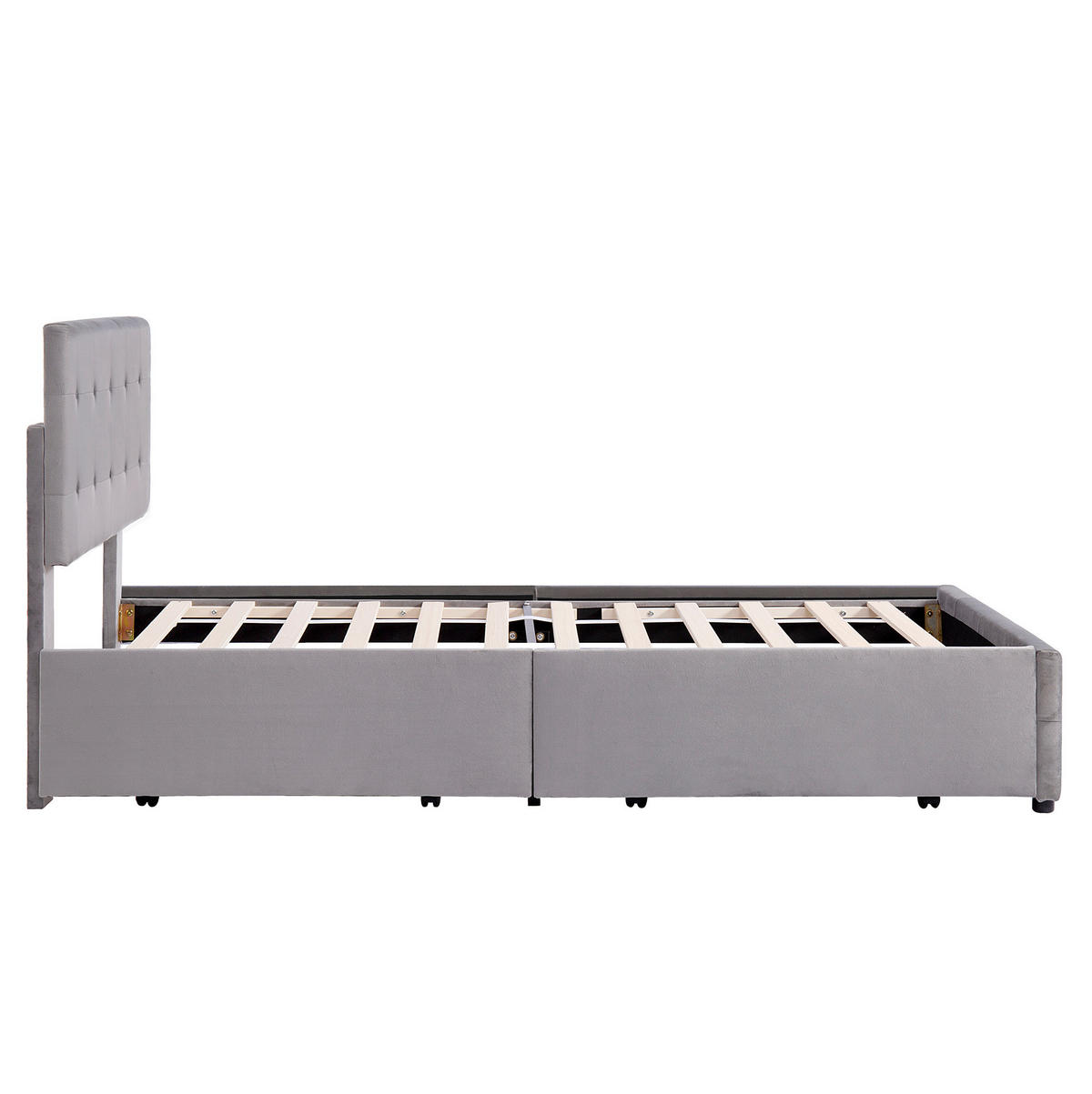 BETT mit 4 Schubladen 140x200 cm Samt Gray - Grau, Holz (140/200cm) - Meubliv