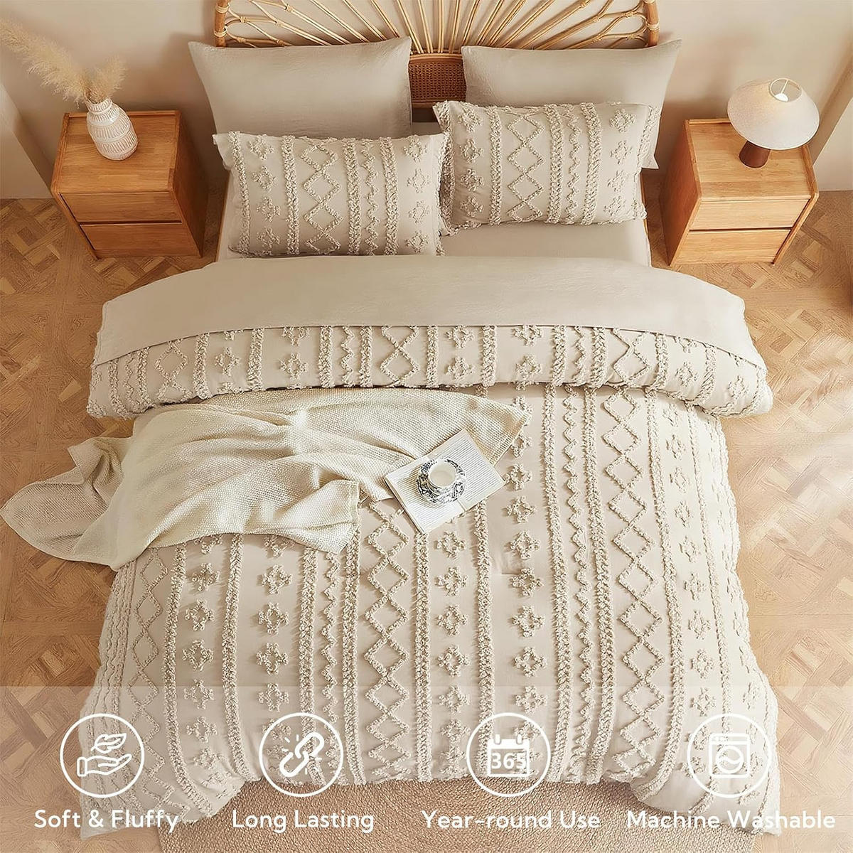 BETTBEZUG (200 x 230 cm) + zwei Kissenbezüge (51 x 76 cm) – Cremegelb - Gelb, Textil (230/200cm)